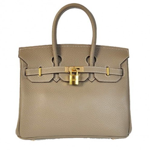 Hermes Birkin 25CM Tragetaschen Togo Leder Dunkelgrau Godlen