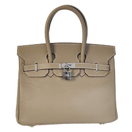 Hermes Birkin 25CM Tragetaschen Togo Leder Dunkelgrau Silber