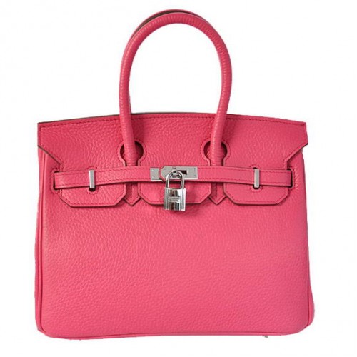 Hermes Birkin 25CM Tragetaschen Togo Leder Pfirsich Silber
