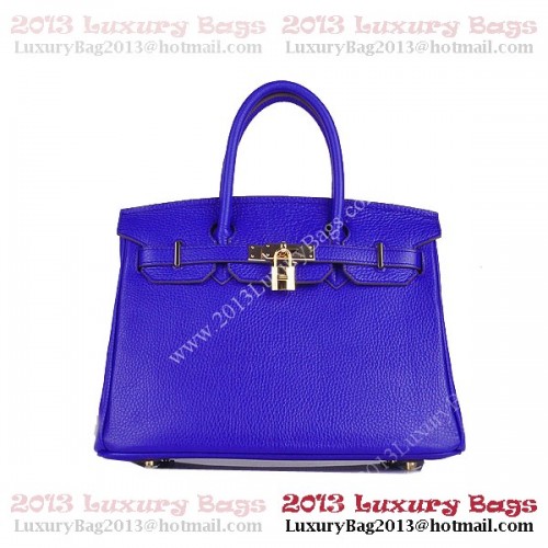 Hermes Birkin 30CM Tragetasche Blau Clemence Leder H6088 Gold