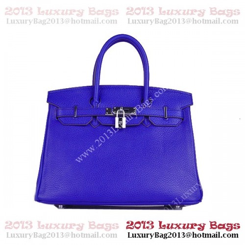 Hermes Birkin 30CM Tragetasche Blau Clemence Leder H6088 Silber
