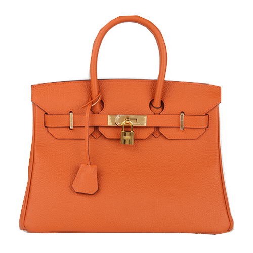 Hermes Birkin 30CM Einkaufstasche Orange Original Leder H30 Silber