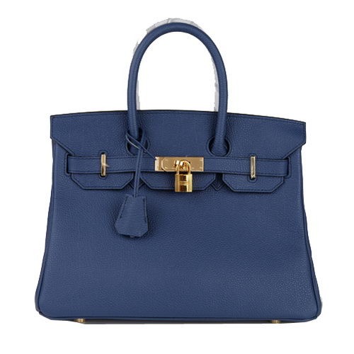 Hermes Birkin 30CM Tragetasche RoyalBlue Original Leder H30 Gold