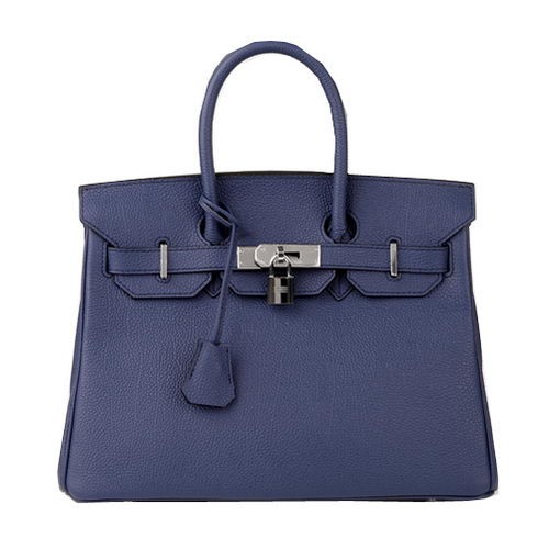 Hermes Birkin 30CM Tragetasche RoyalBlue Original Leder H30 Silber