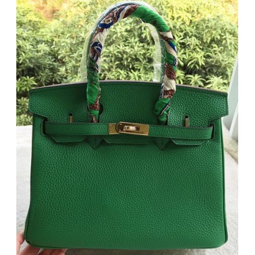 Hermes Birkin 30CM Tragetaschen Grünes Kalbsleder BK30 Gold