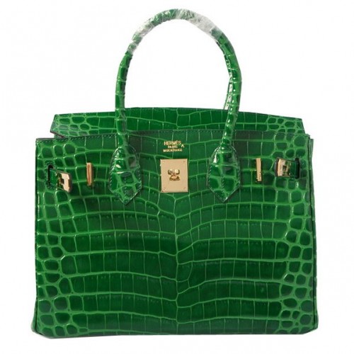 hermes birkin 30 cm tragetaschen grün schillerndes krokoleder gold