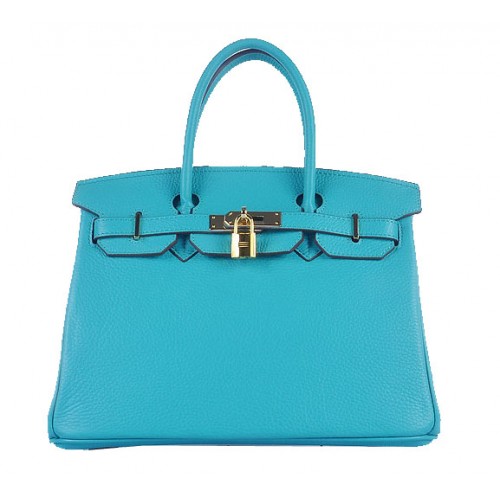 hermes birkin 30 cm tragetaschen hellblaues körniges leder gold
