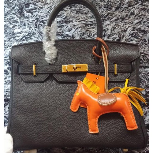Hermes Birkin 30CM Einkaufstaschen Litschi-Leder H30LI Schwarz