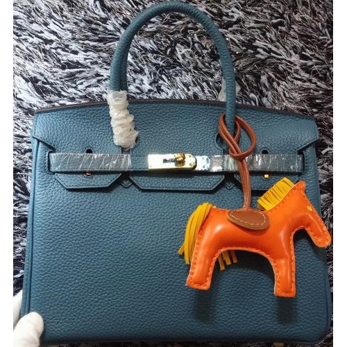 Hermes Birkin 30CM Tragetaschen Litschi-Leder H30LI Blau