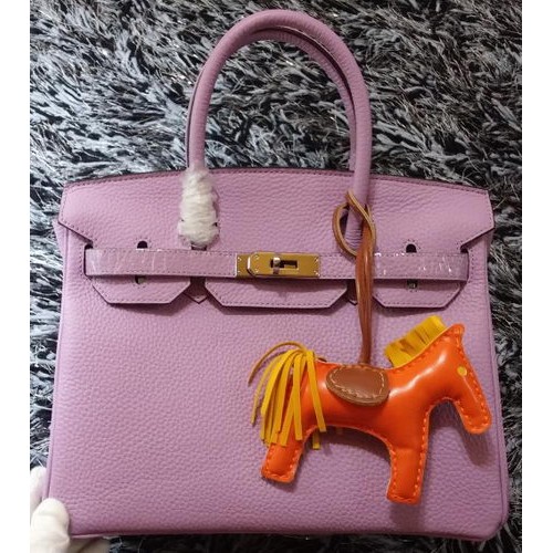 Hermes Birkin 30CM Einkaufstaschen Litschi-Leder H30LI Lavendel