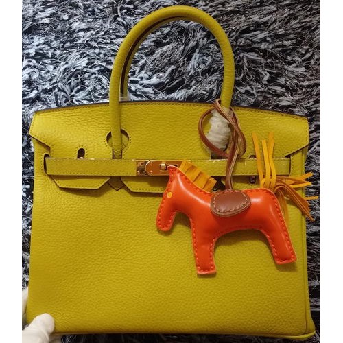 Hermes Birkin 30CM Einkaufstaschen Litschi-Leder H30LI Zitrone