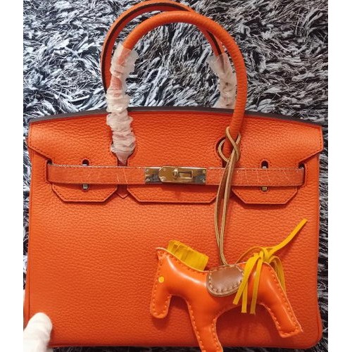 Hermes Birkin 30CM Einkaufstaschen Litschi-Leder H30LI Orange