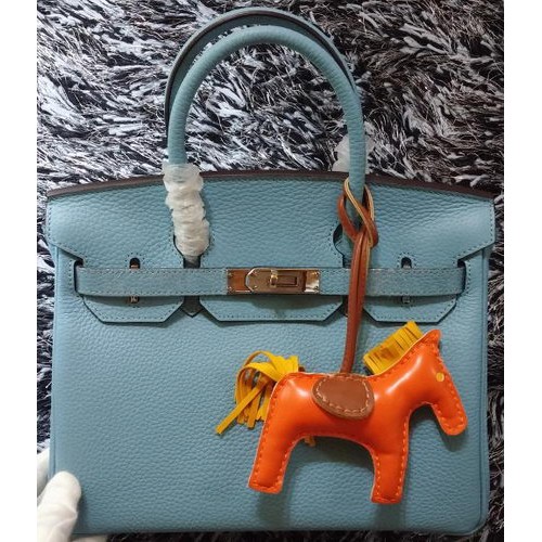 Hermes Birkin 30CM Tragetaschen Litschi-Leder H30LI Himmelblau