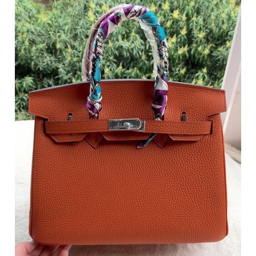 Hermes Birkin 30CM Tragetaschen Orange Kalbsleder BK30 Silber