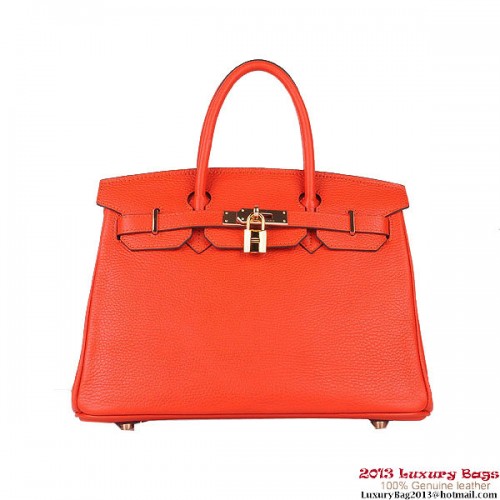 Hermes Birkin 30CM Tragetaschen Orange Clemence Leder Gold