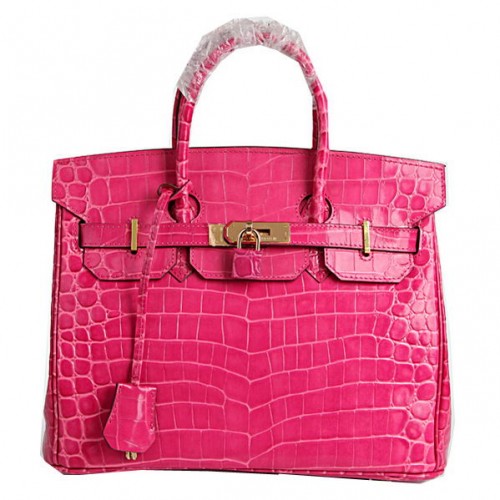 Hermes Birkin 30CM Tragetaschen Pfirsich Krokoleder Gold