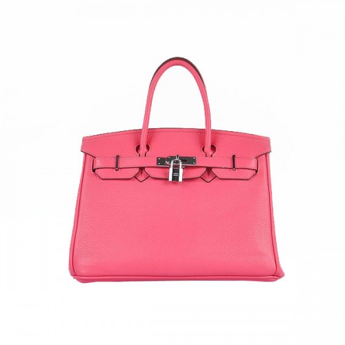 Hermes Birkin 30CM Tragetaschen Rosa Clemence Leder Silber