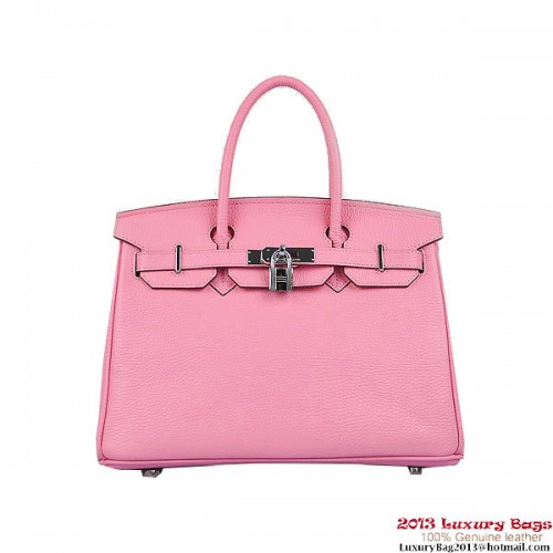 Hermes Birkin 30CM Tragetaschen Rosa Togo Leder Silber
