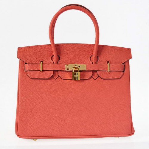 Hermes Birkin 30CM Einkaufstaschen Pompadour-Grain-Leder-Gold