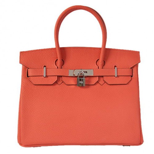 Hermes Birkin 30CM Einkaufstaschen Pompadour Kornleder Silber