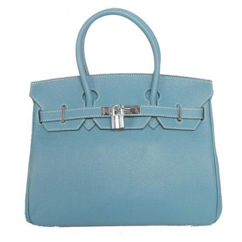 hermes birkin 30 cm tragetaschen glatt togo leder blau