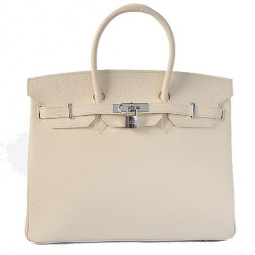 Hermes Birkin 35CM Tragetaschen Togo Leder Beige Silber