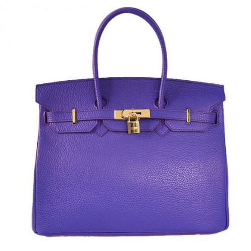 Hermes Birkin 35CM Tragetaschen Togo Leder Blau Golden