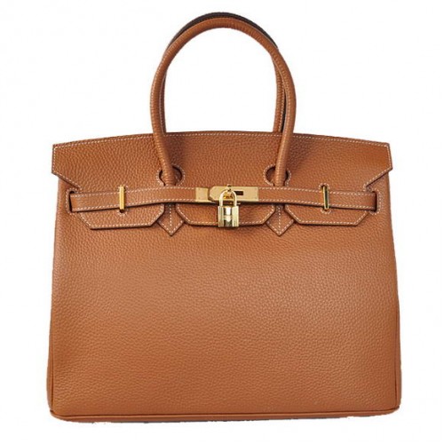 Hermes Birkin 35CM Tragetaschen Togo Leder Dunkel Ozeer Golden