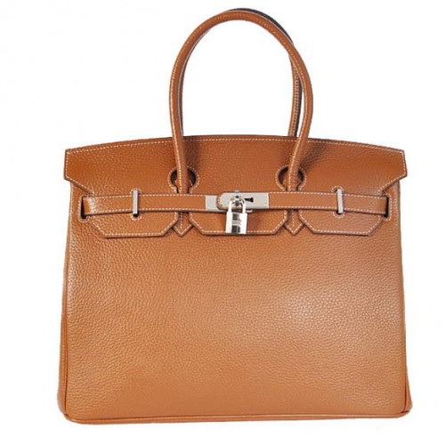 Hermes Birkin 35CM Tragetaschen Togo Leder Dunkel Ozeer Silber