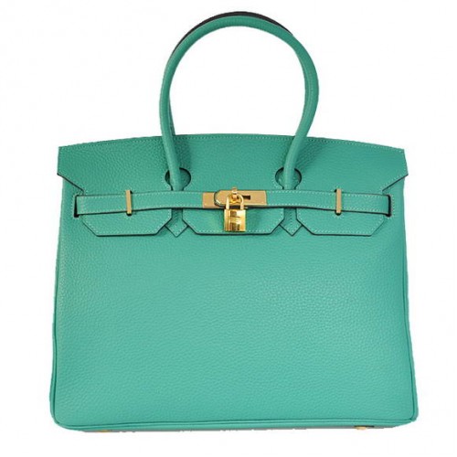 Hermes Birkin 35CM Tragetaschen Togo Leder Grün Golden