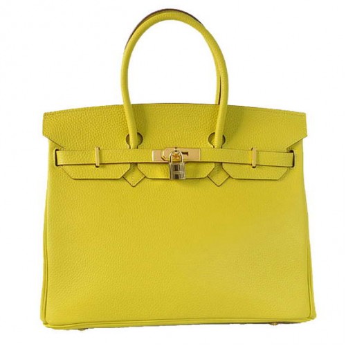 Hermes Birkin 35CM Tragetaschen Togo Leder Zitrone Golden