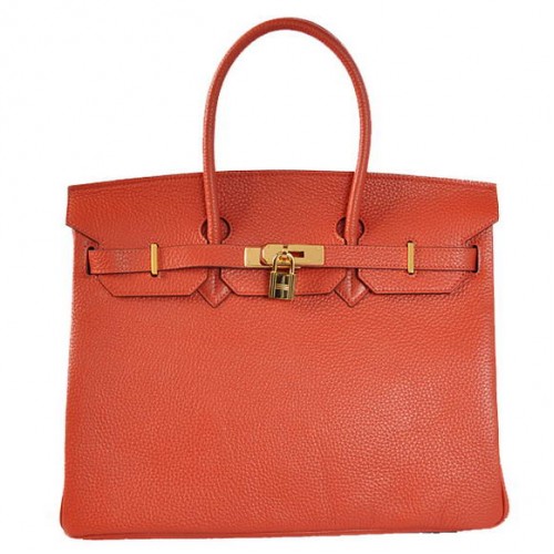 Hermes Birkin 35CM Tragetaschen Togo Leder Mittelrot Golden