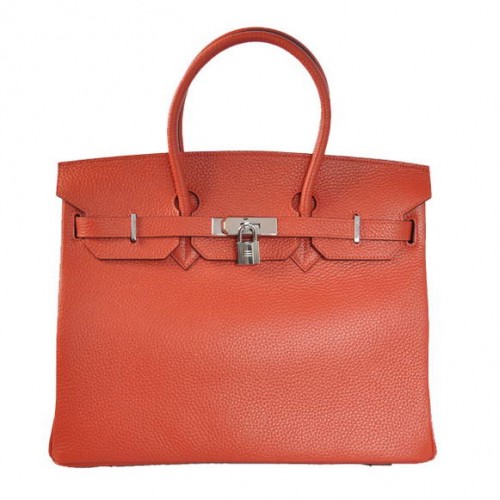 Hermes Birkin 35CM Tragetaschen Togo Leder Mittelrot Silber