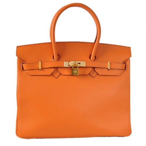 Hermes Birkin 35CM Tragetaschen Togo Leder Orange Golden