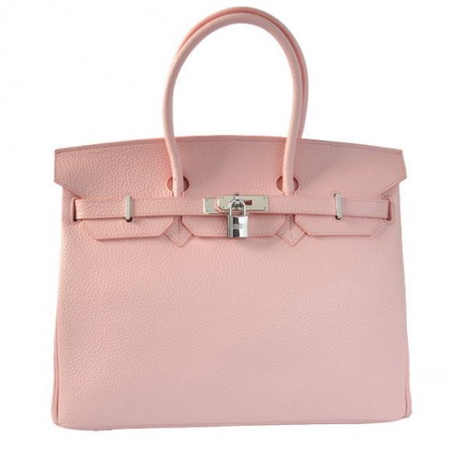 Hermes Birkin 35CM Tragetaschen Togo Leder Rosa Silber