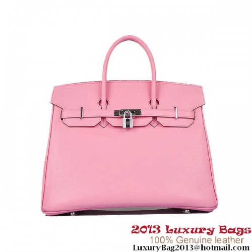 Hermes Birkin 35CM Pink Clafskin Leder Tragetasche Silber