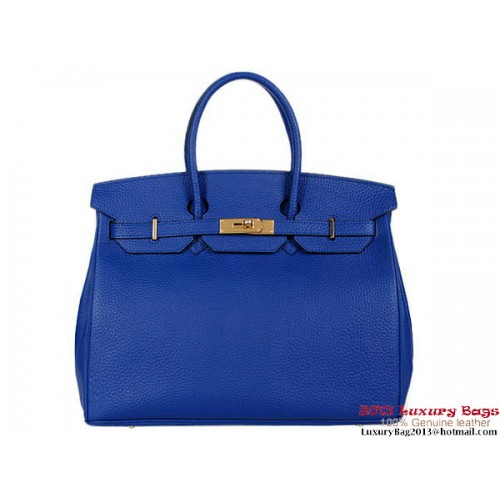 Hermes Birkin 35CM RoyalBlue Clemence-Leder-Einkaufstasche Gold