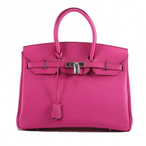 Hermes Birkin 35CM Glattleder Handtasche 6089 Rose Silber