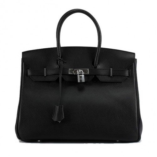 Hermes Birkin 35CM Togo Lederhandtasche 6089 Schwarz Silber