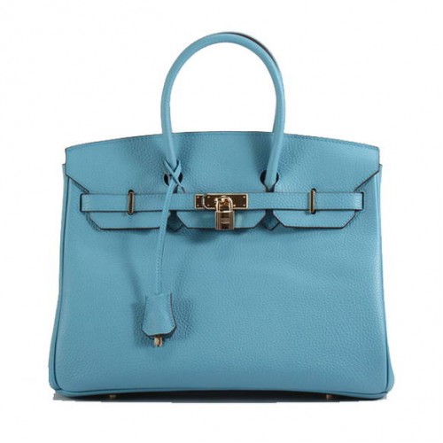 Hermes Birkin 35CM Togo Lederhandtasche 6089 Hellblau Golden