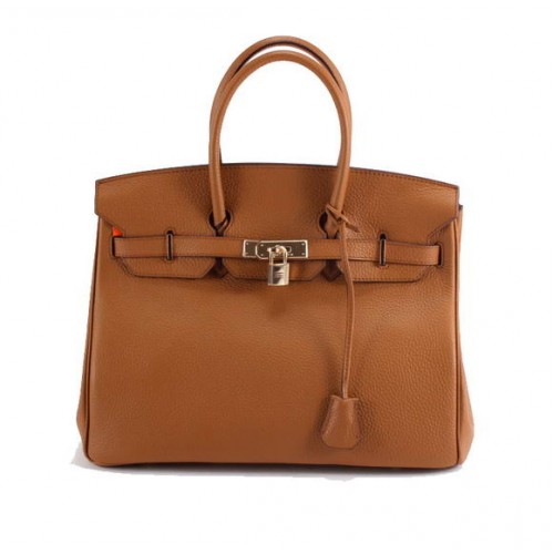 Hermes Birkin 35CM Togo Lederhandtasche 6089 Light Coffee Golden