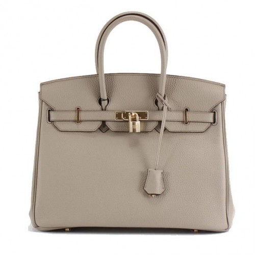 Hermes Birkin 35CM Togo Lederhandtasche 6089 Hellgrau Golden