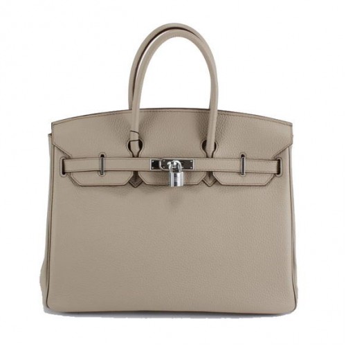 Hermes Birkin 35CM Togo Lederhandtasche 6089 Hellgrau Silber