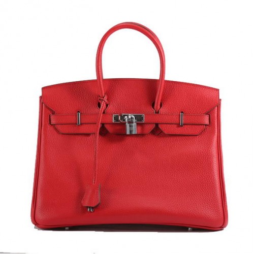 Hermes Birkin 35CM Togo Lederhandtasche 6089 Rot Silber
