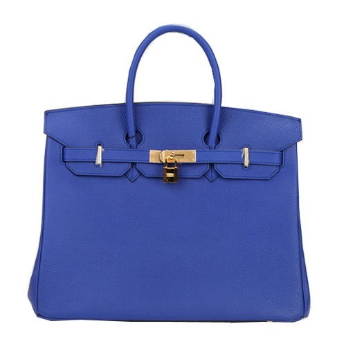 Hermes Birkin 35CM Tragetasche Blau Original Leder H35 Gold