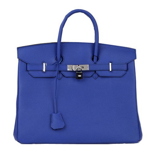 Hermes Birkin 35CM Tragetasche Blau Original Leder H35 Silber