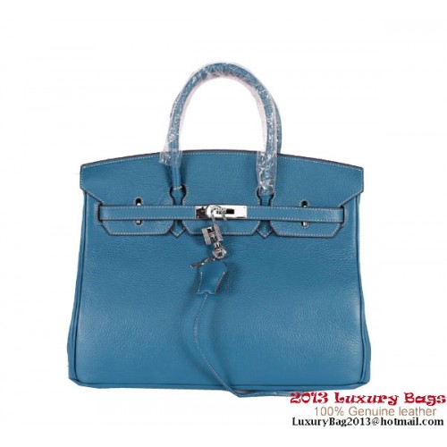 Hermes Birkin 35CM Tragetasche Clemence Leder H-35 Blau