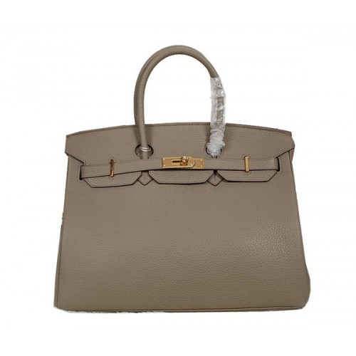 Hermes Birkin 35CM Tragetasche Graues Clemence-Leder H35 Gold