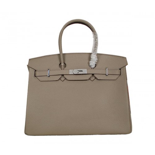Hermes Birkin 35CM Tragetasche Grau Clemence Leder H35 Silber