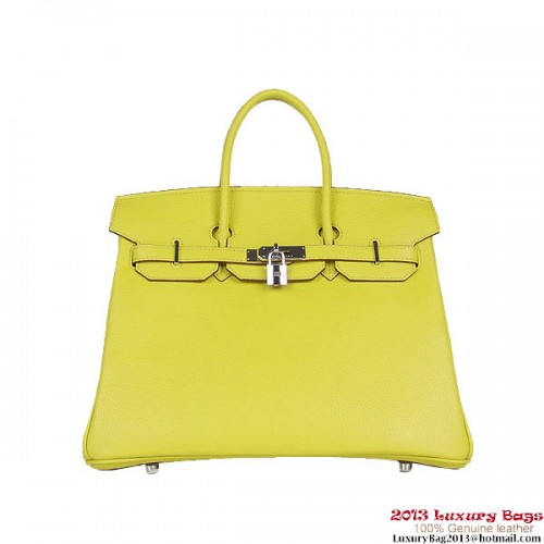 Hermes Birkin 35CM Einkaufstasche Lemon Clemence Leder H6089 Silber